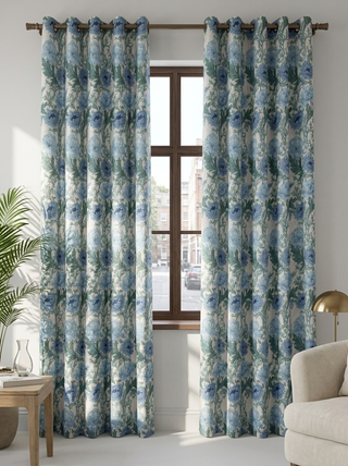 Celeste Linen Floral Curtains