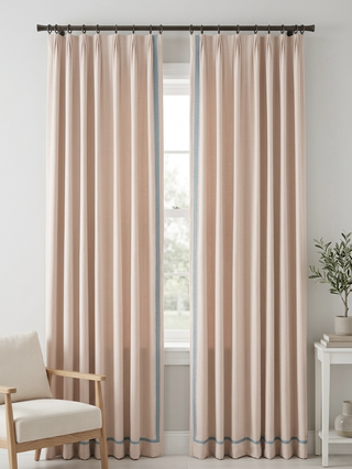 Fern Border-Trim Custom Curtains
