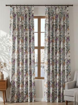 Kira Linen Floral Curtains