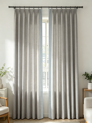 Willow Border-Trim Custom Curtains