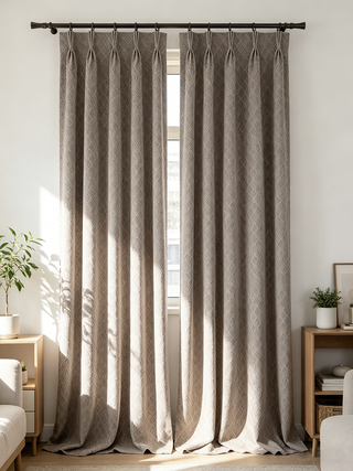 Opal Diamond-Pattern Linen Curtains