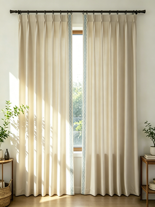Sage Garden Border-Trim Custom Curtains
