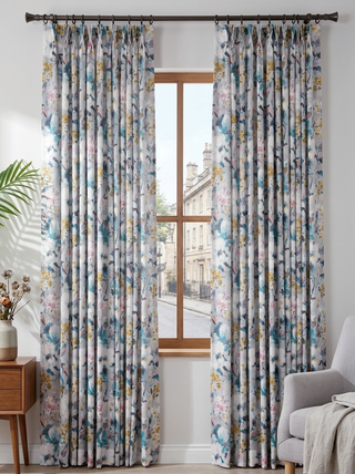 Kira Linen Floral Curtains