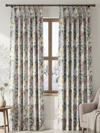 Kira Linen Floral Curtains