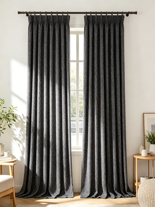 Opal Diamond-Pattern Linen Curtains