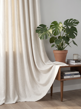 Opal Diamond-Pattern Linen Curtains