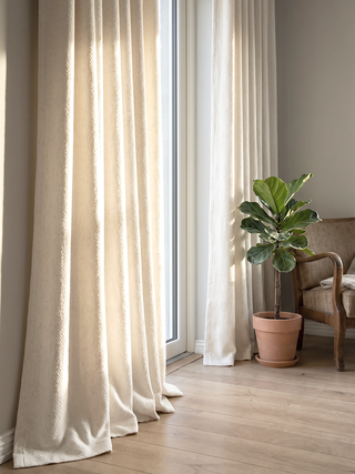 Opal Diamond-Pattern Linen Curtains