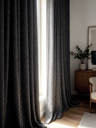 Opal Diamond-Pattern Linen Curtains