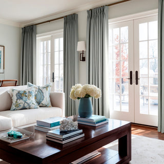 Row 100% Linen Curtains Pinch Pleated