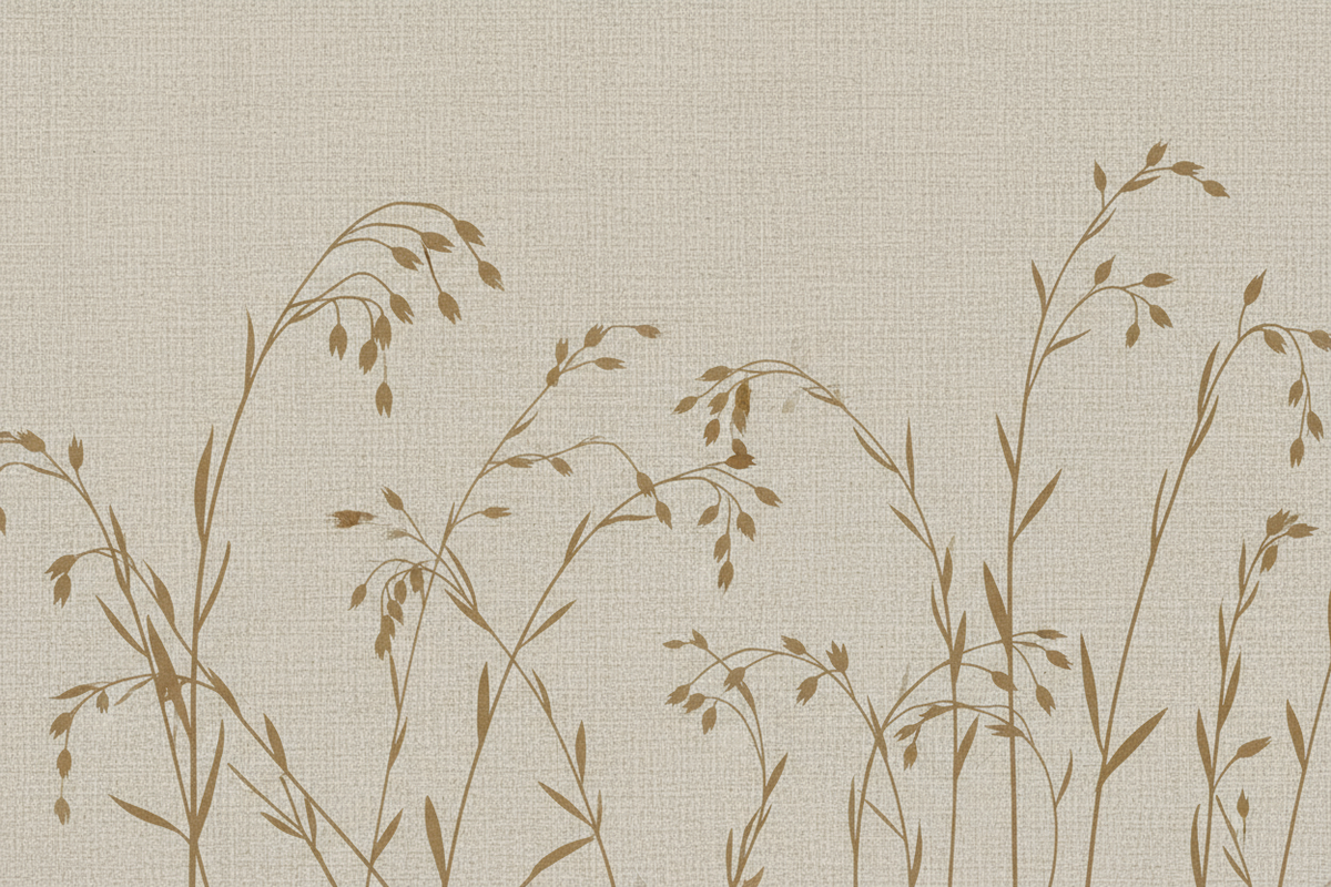 背景颜色：natural flax. 上面有一些亚麻的剪影，剪影颜色比背景略深